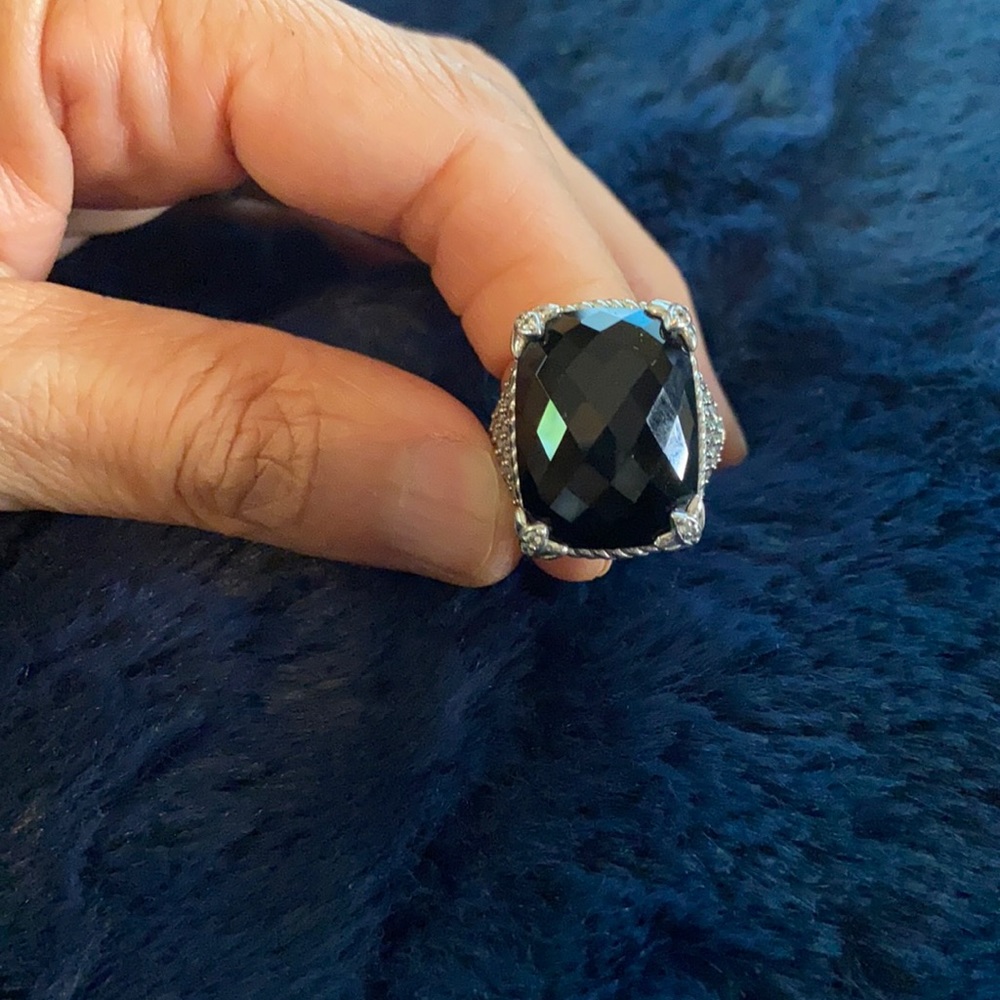 Judith Ripka Black Onyx silver ring